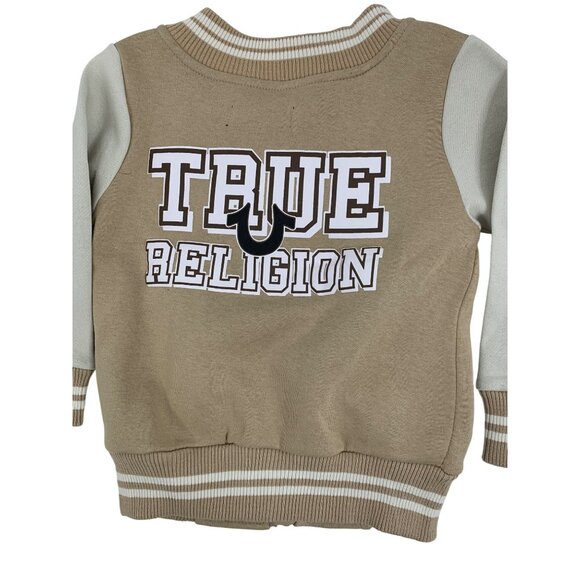 True Religion Kids Boys Tan Varsity Jacket Sweatshirt Size S 4 RGG10692 NWT - Picture 5 of 11